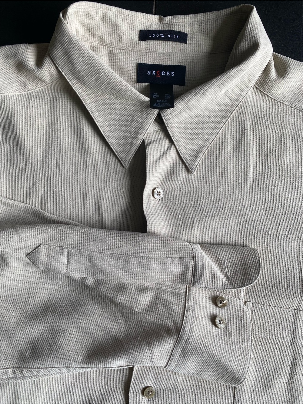 Axcess Beige Men's Silk Dress Shirt